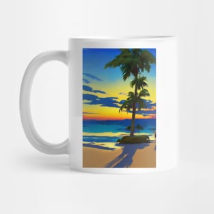 Summer Sunset Palm Tree Beach Ocean Art Mug